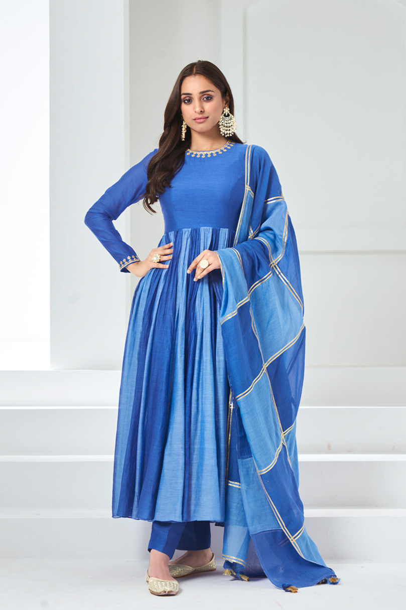 Sky Blue-Aqua Blue Anarkali