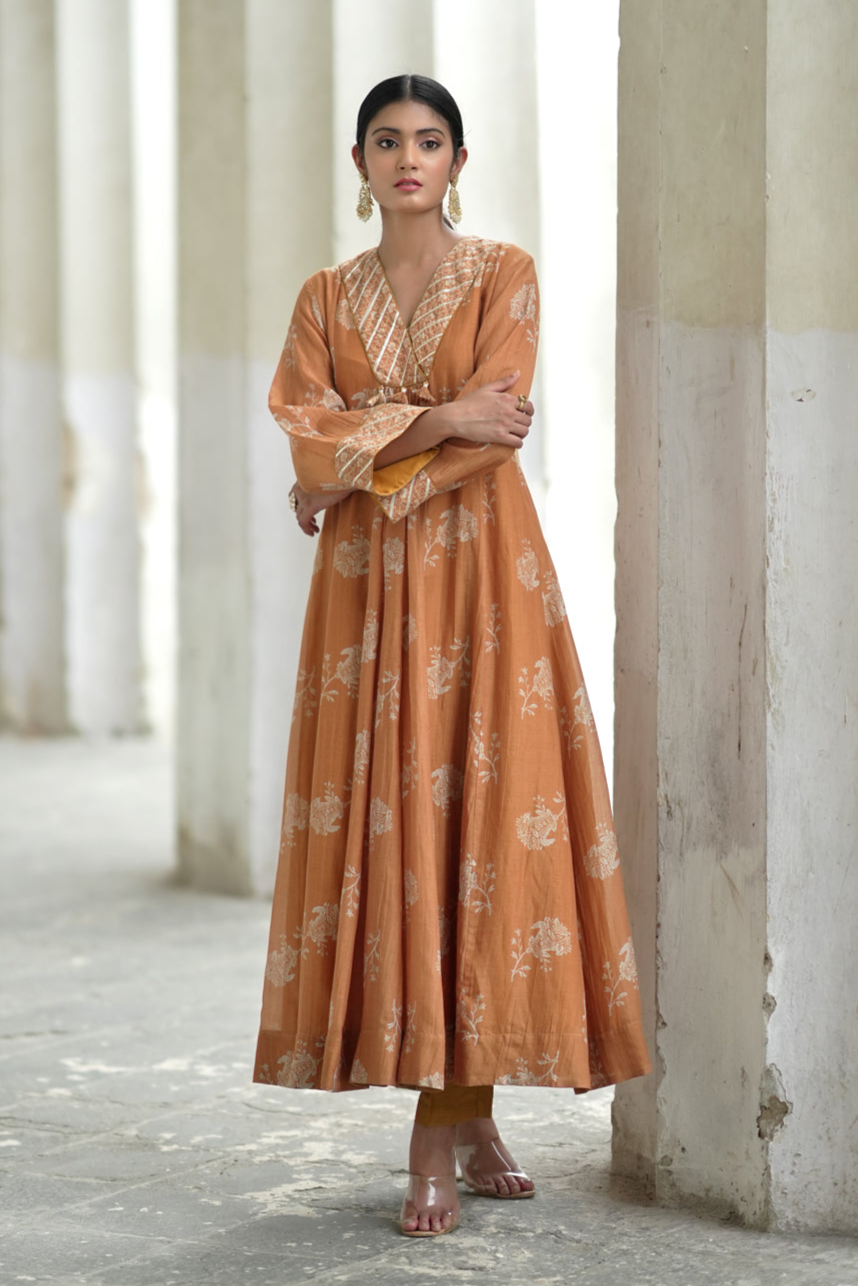 Mustard Anarkali (Set of 2)