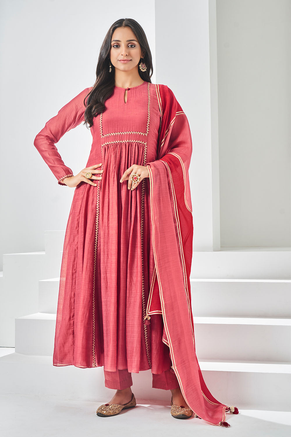Carrot Red Anarkali