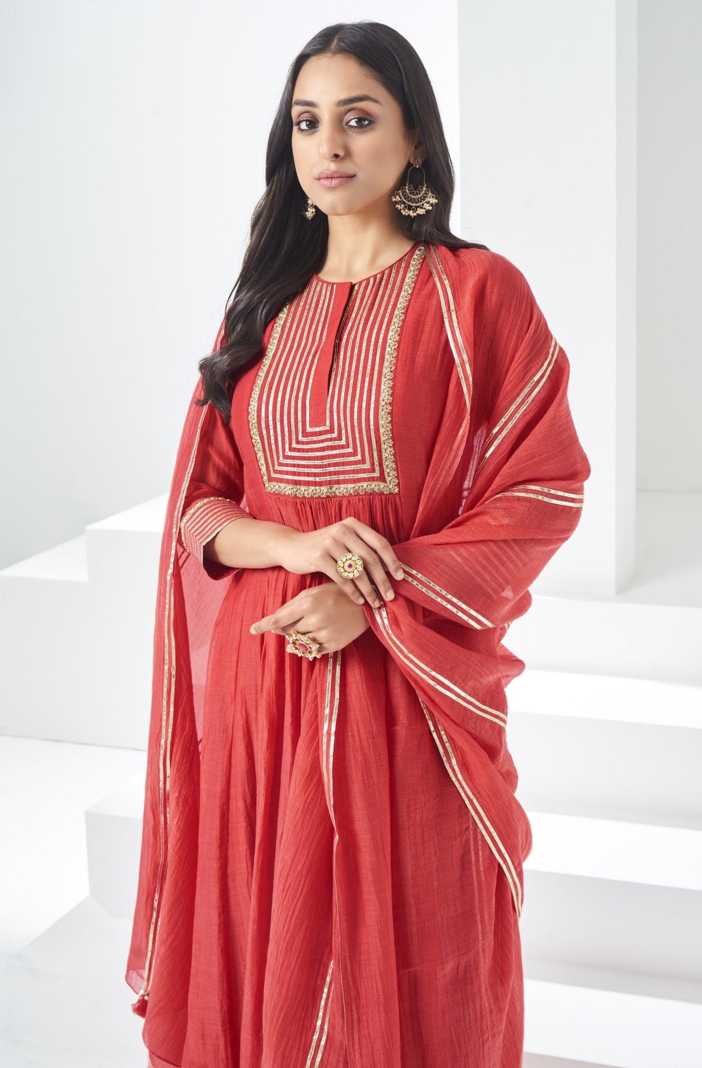 Tomato Red Anarkali