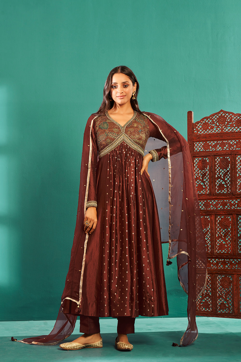 Shradha Shrinath in Syrup Brown Anarkali