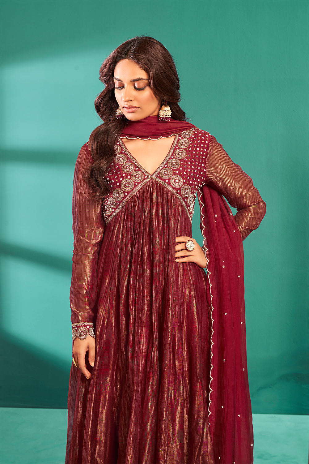 Helly Shah in Red Anarkali