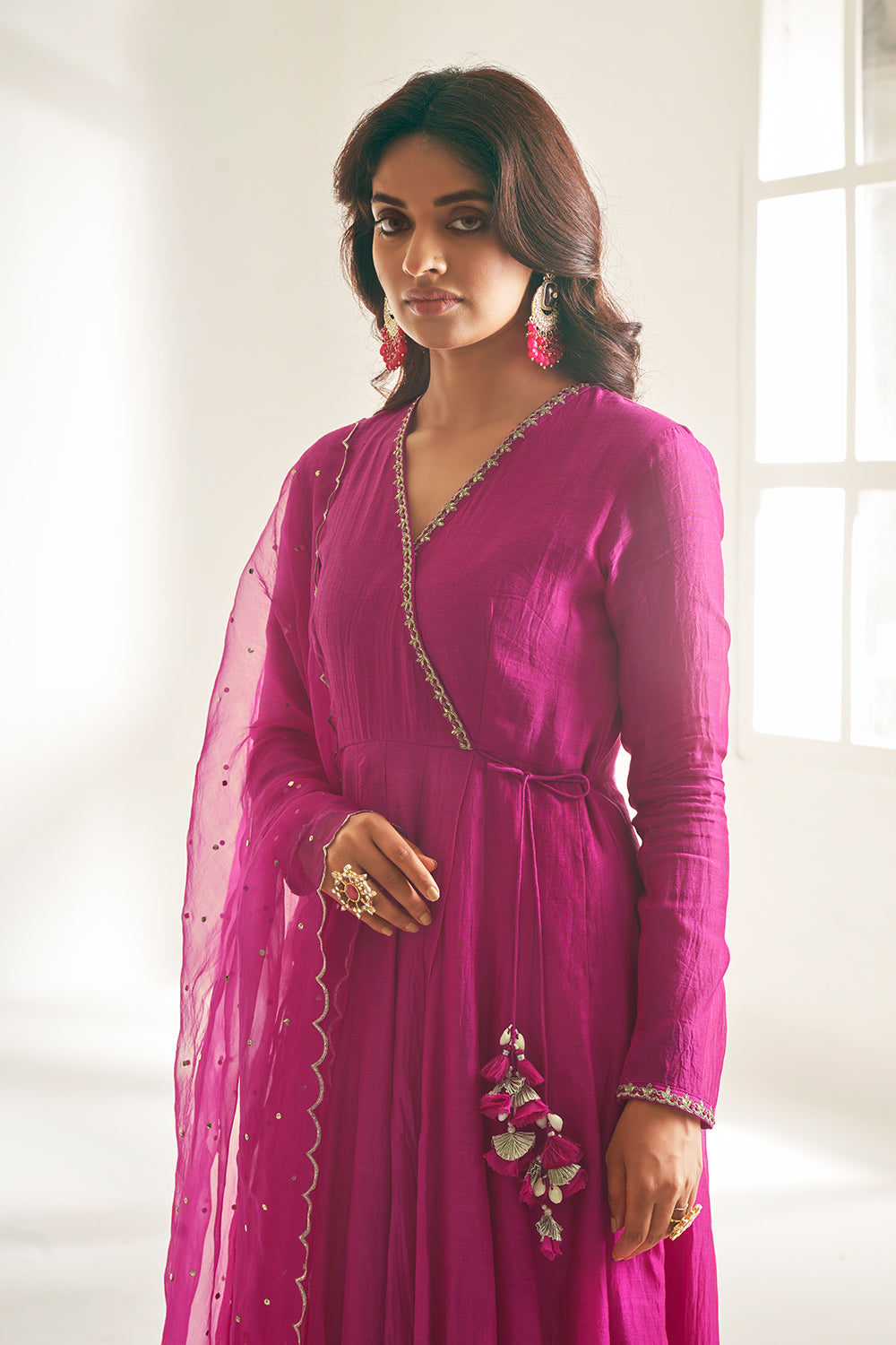 Asmit Sehra in Hot Pink Angrakha