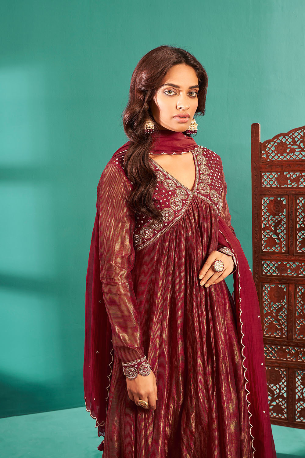 Helly Shah in Red Anarkali