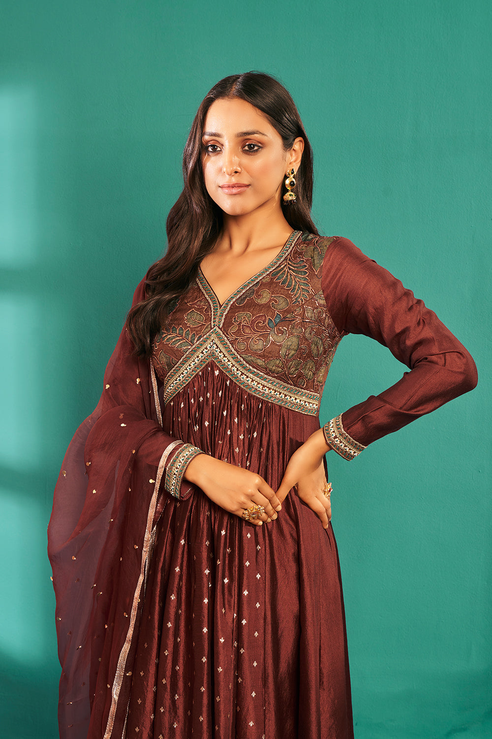 Shradha Shrinath in Syrup Brown Anarkali
