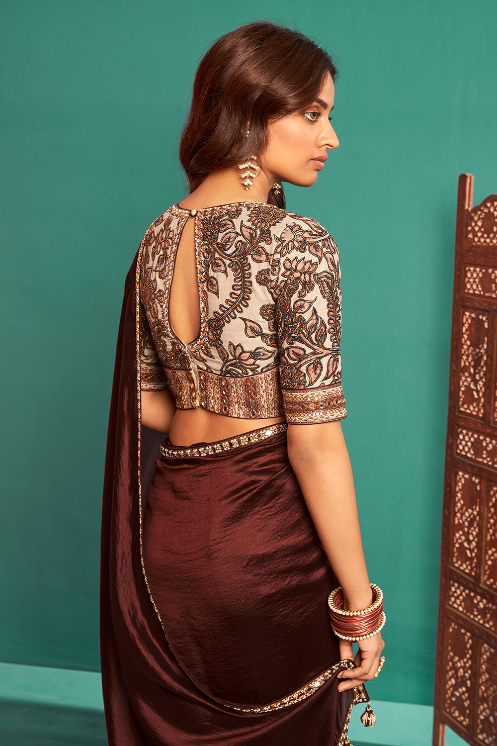 Ishita Dutta In Coffee Brown Saree and Blouse