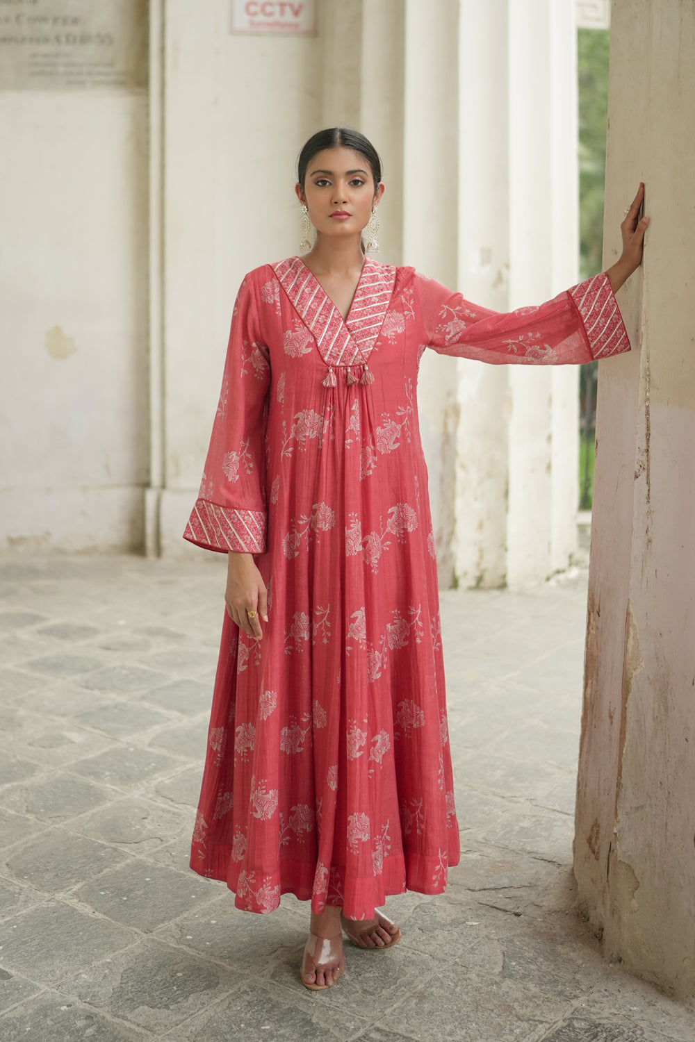 Coral Anarkali Set