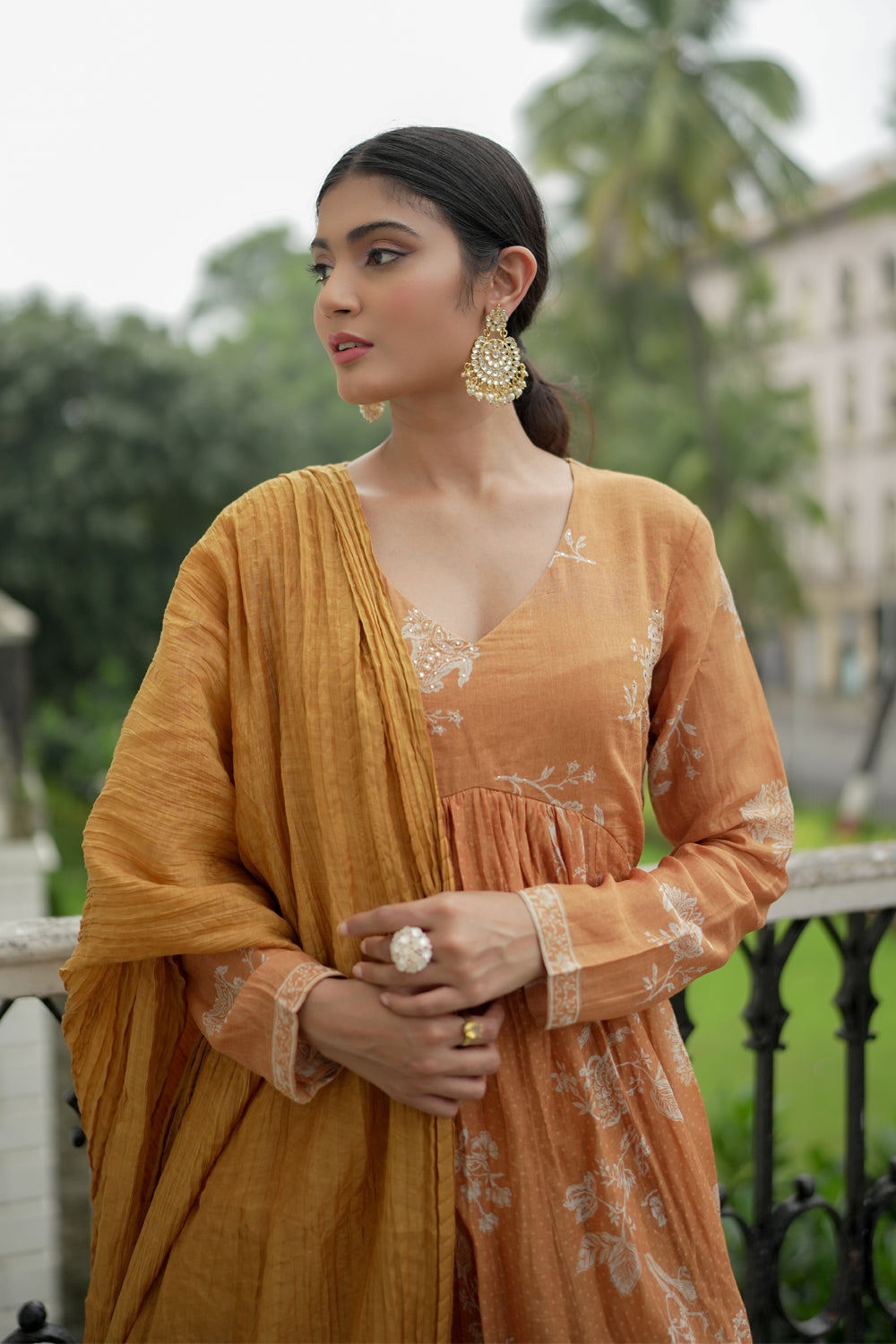 Mustard Anarkali (Set of 3)