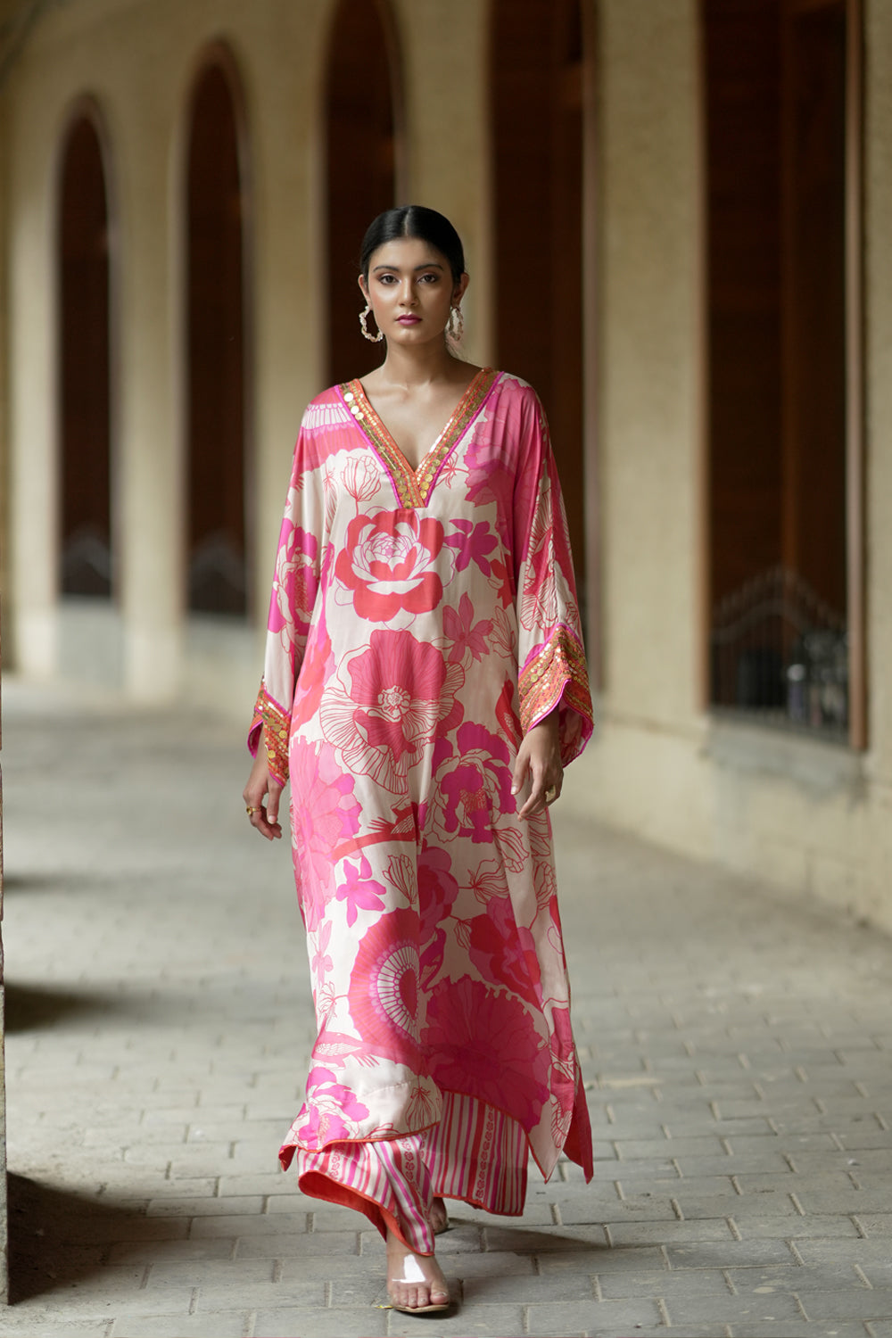 Mahek Jain in Beige floral kurta with culottes