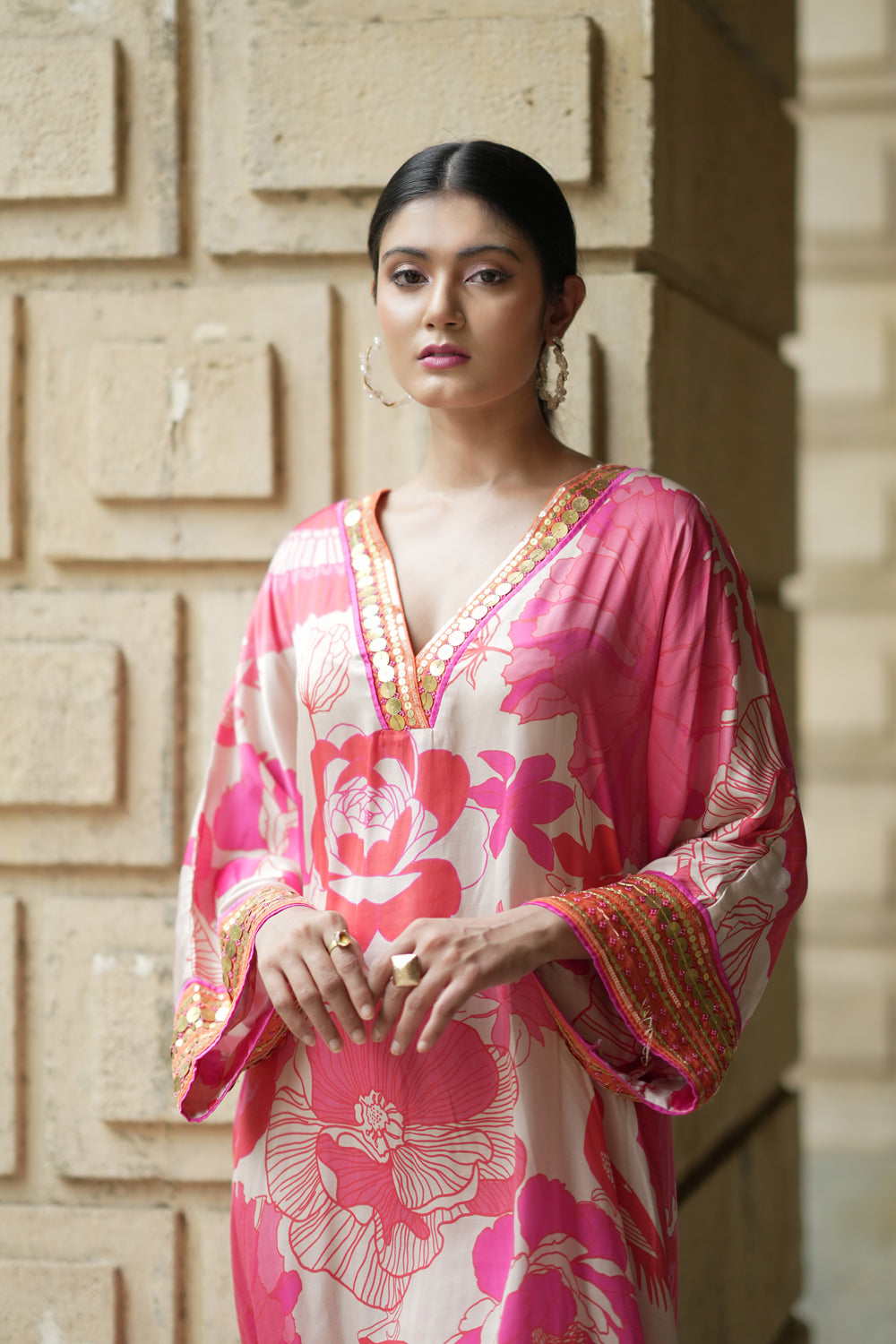 Mahek Jain in Beige floral kurta with culottes