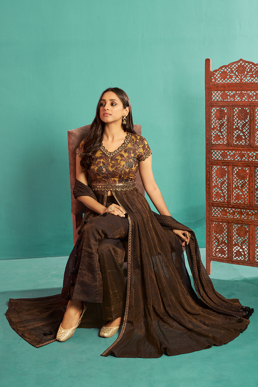 Himadari Bhatnagar in Espresso Brown Anarkali