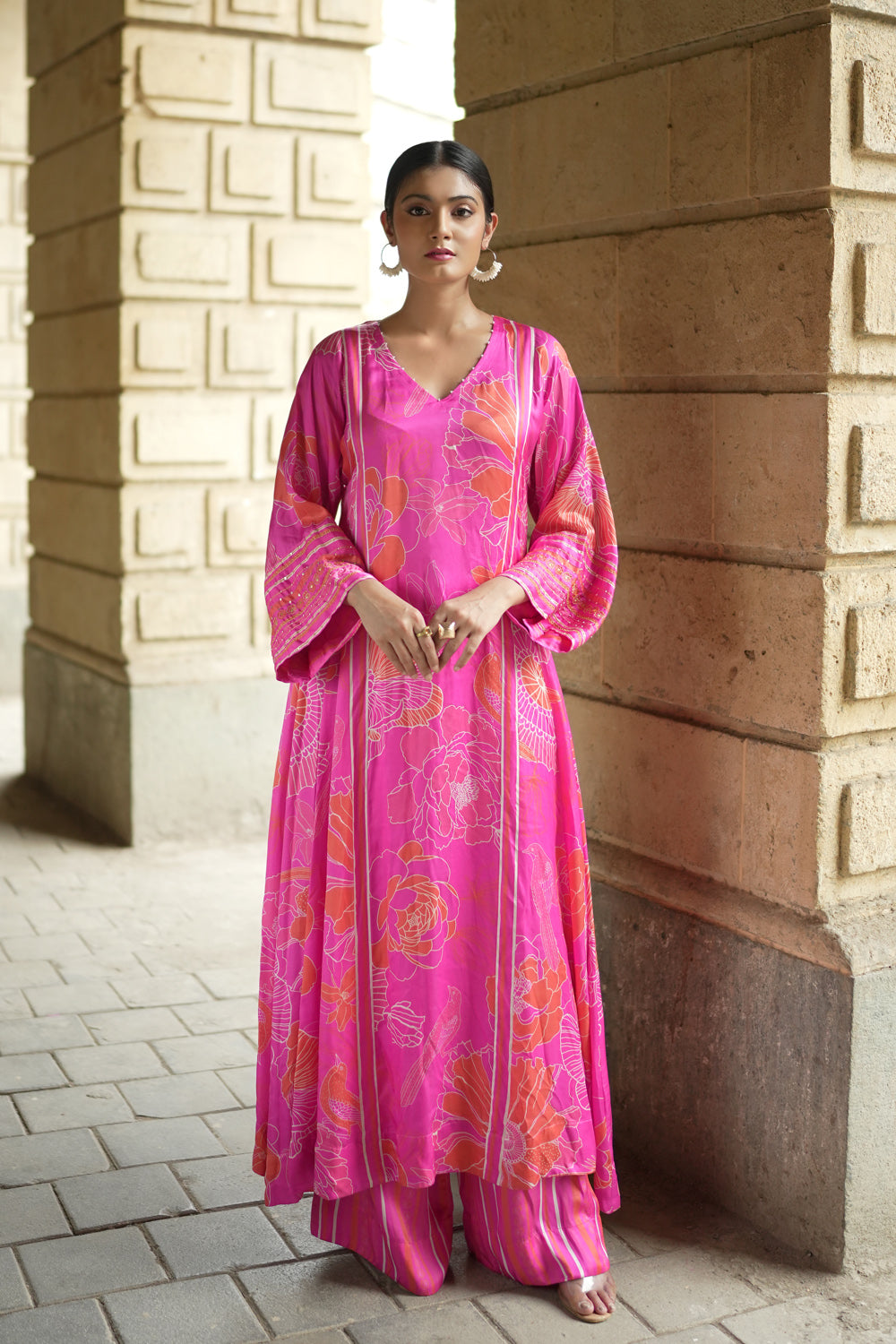 Pink tunic with culottes