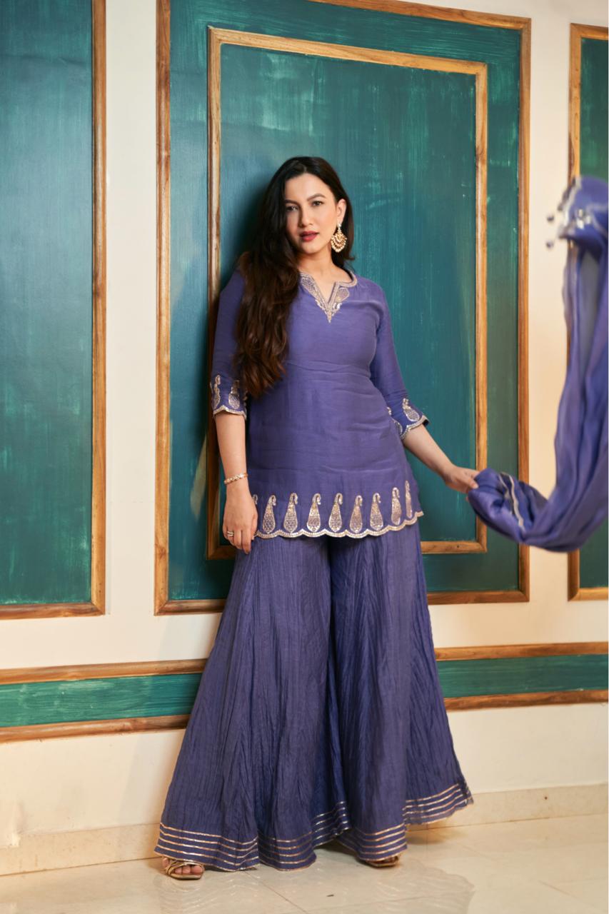 Gauhar Khan in Light Purple Sharara