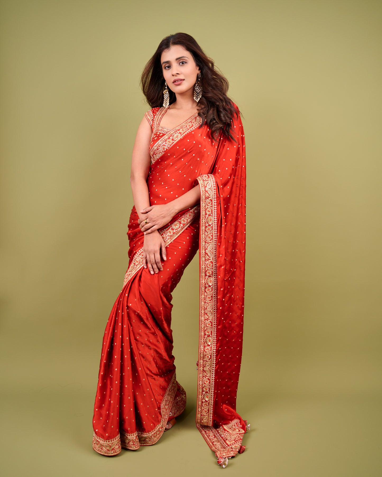 Hebah Patel in Rust Saree and Blouse