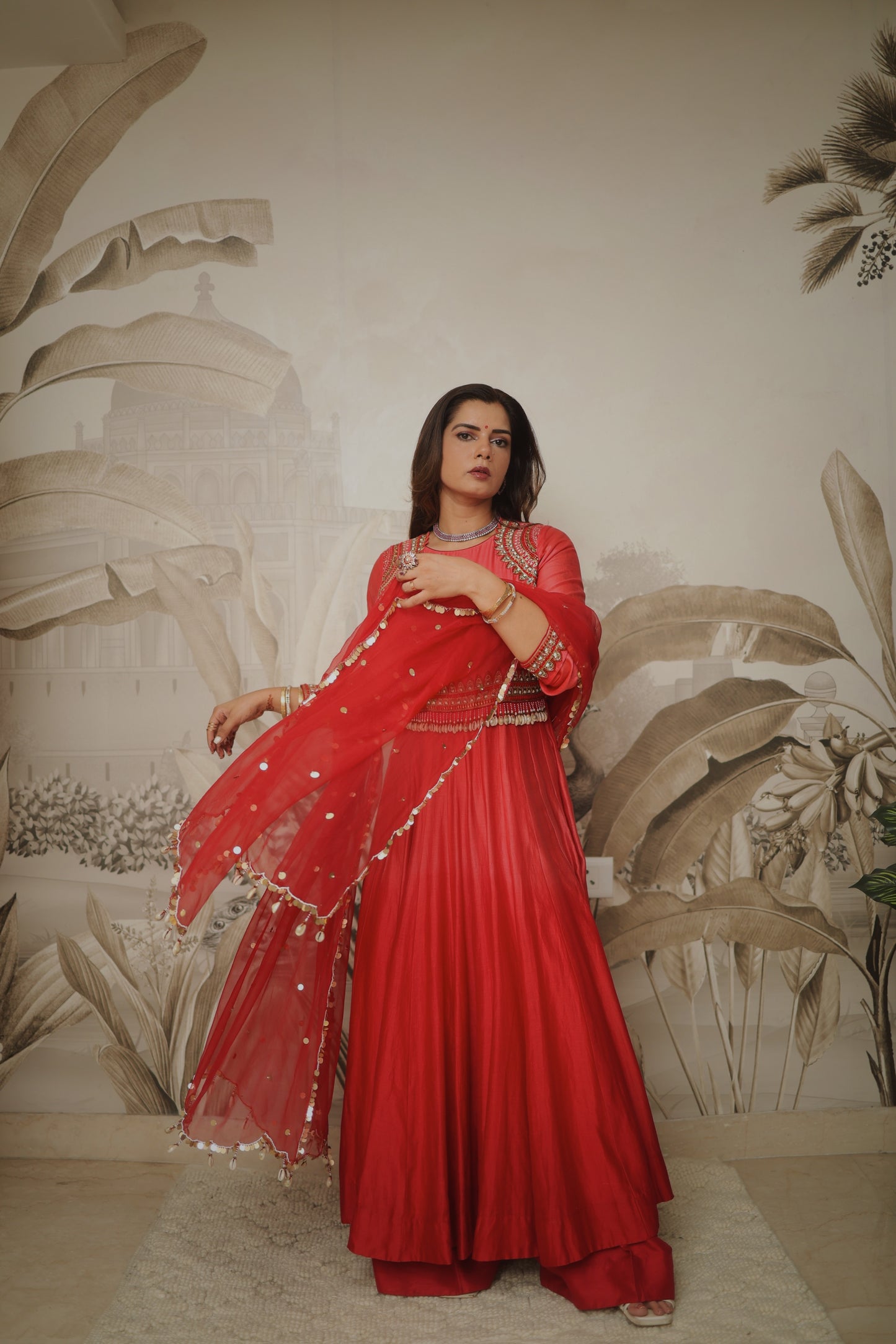 Pallavi singh in our red ombre anarkali