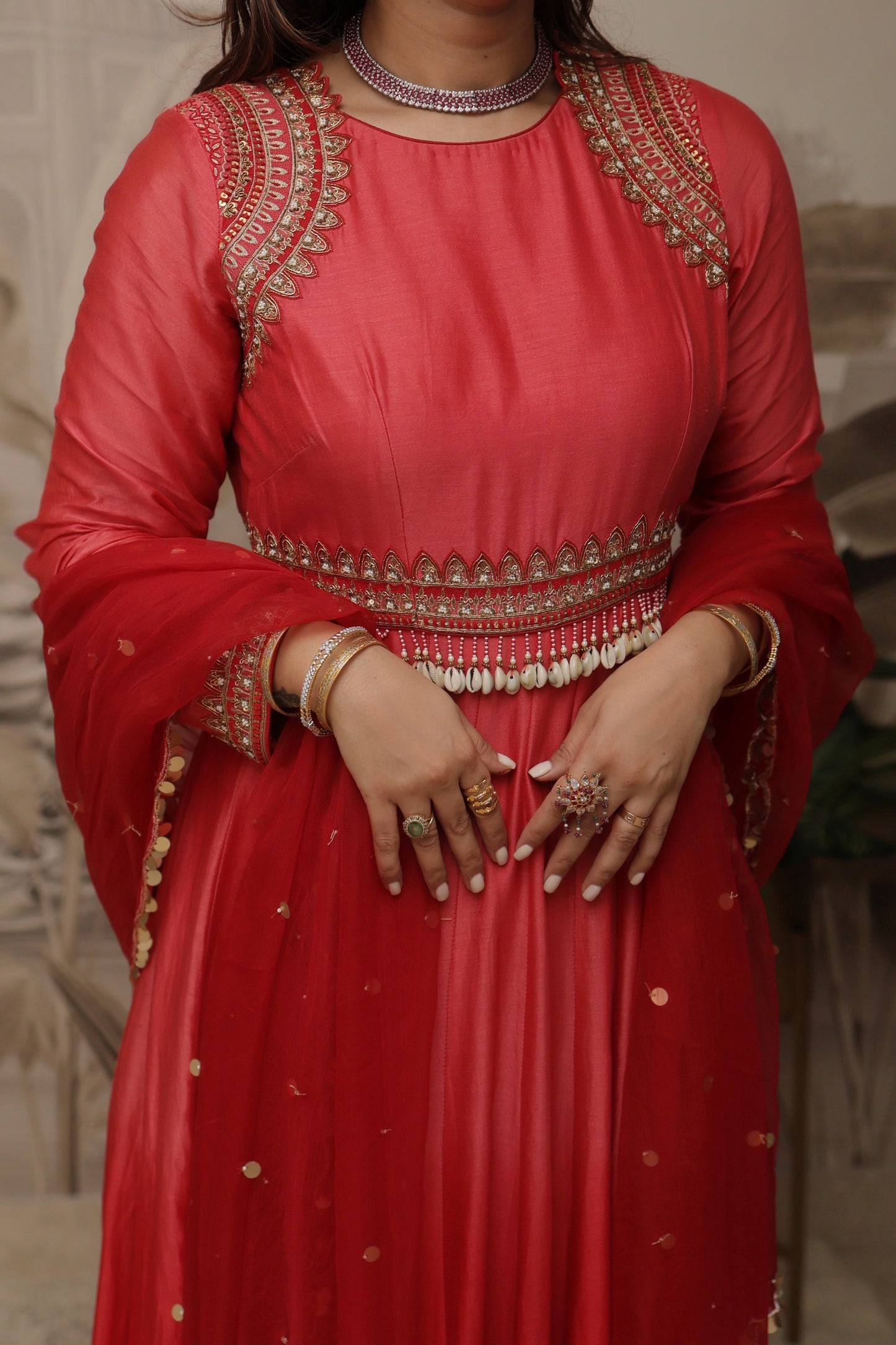 Pallavi singh in our red ombre anarkali