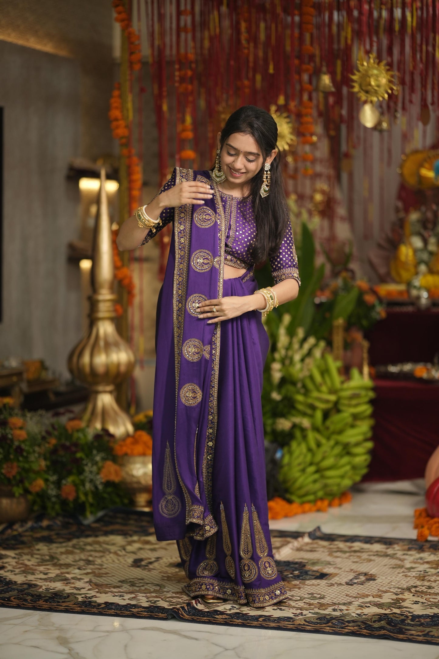 Purple Saree Set