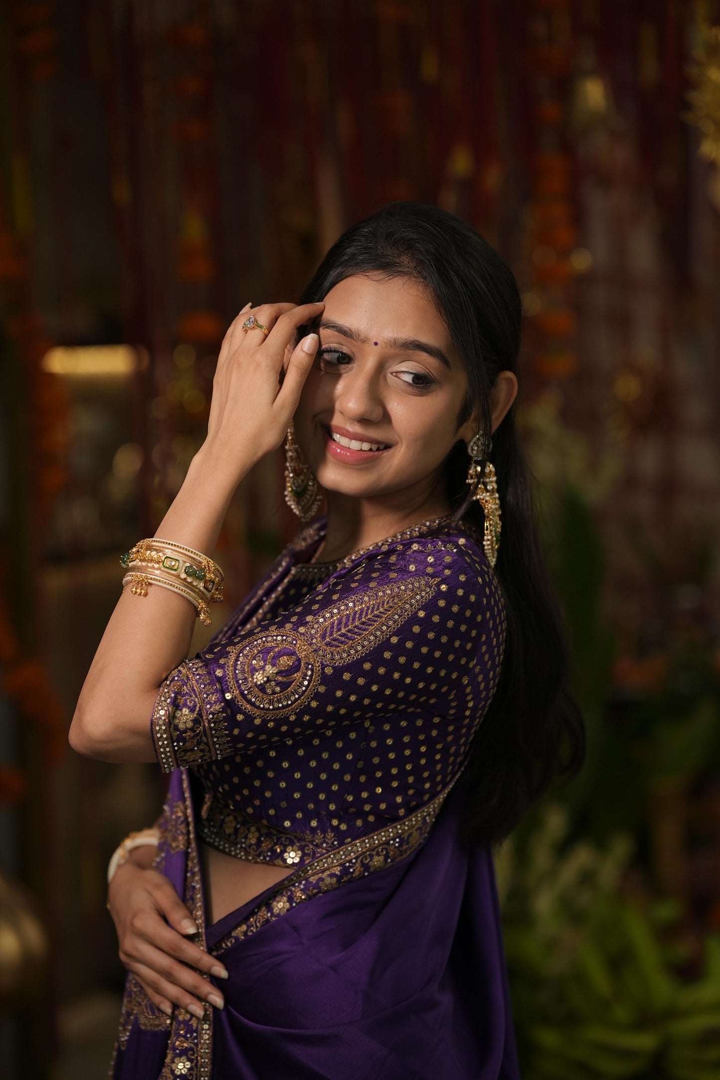 Purple Saree Set