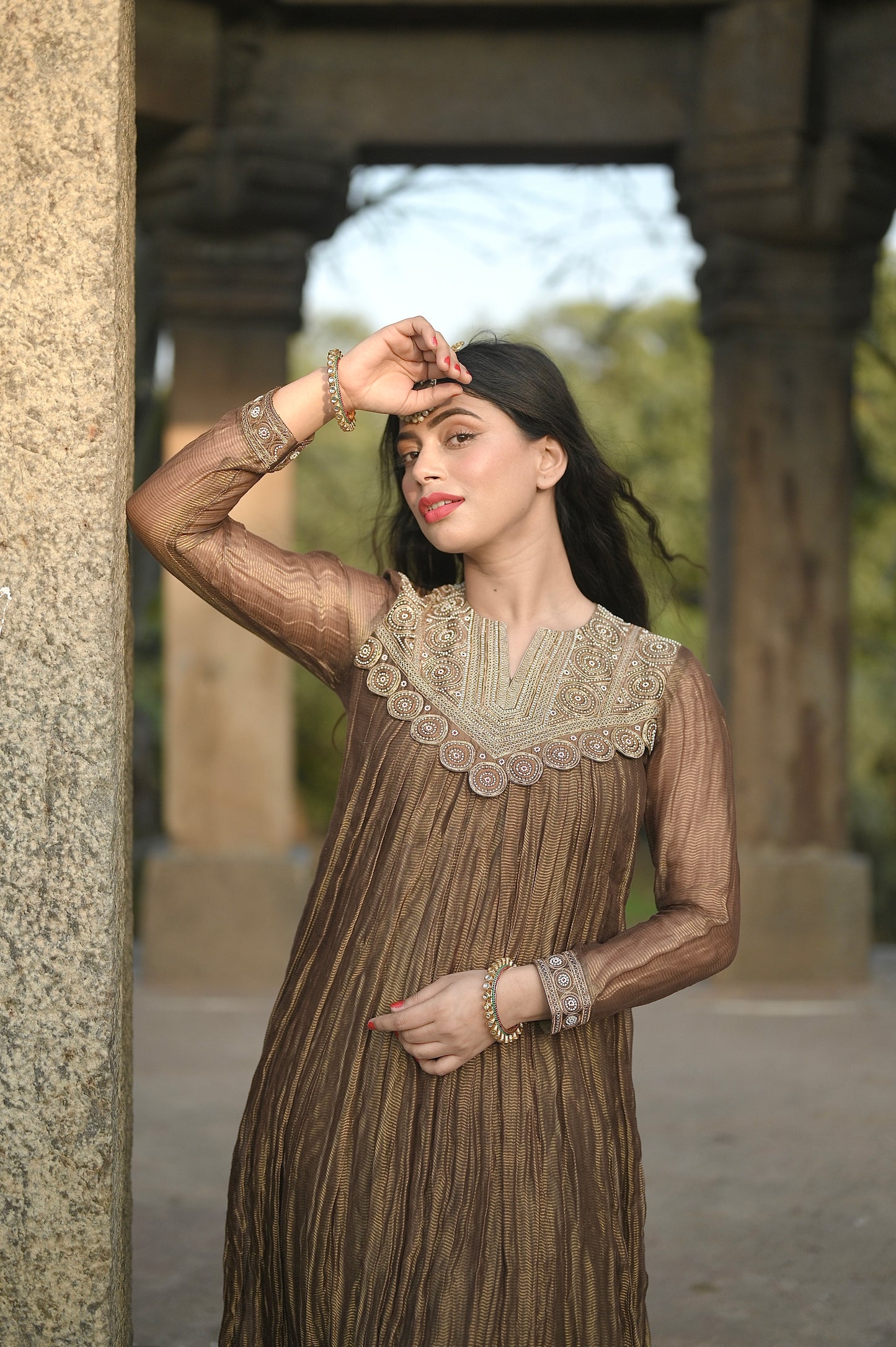 Crushed Brown Anarkali
