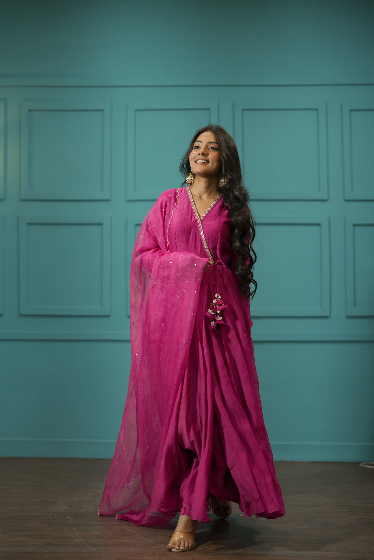 Asmit Sehra in Hot Pink Angrakha