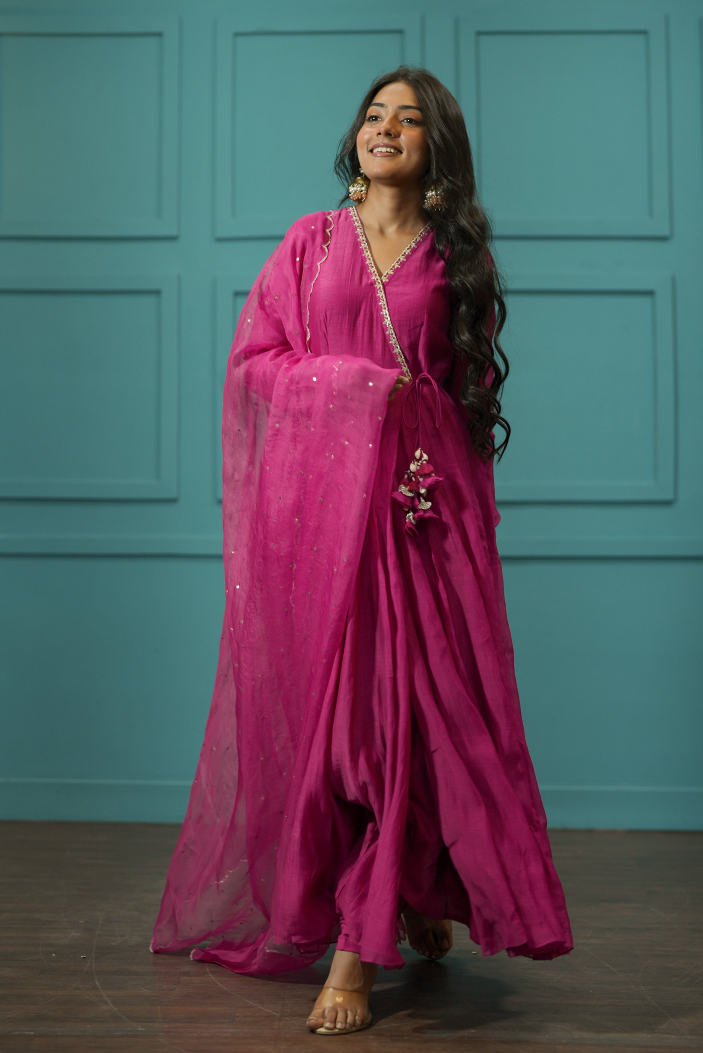 Asmit Sehra in Hot Pink Angrakha