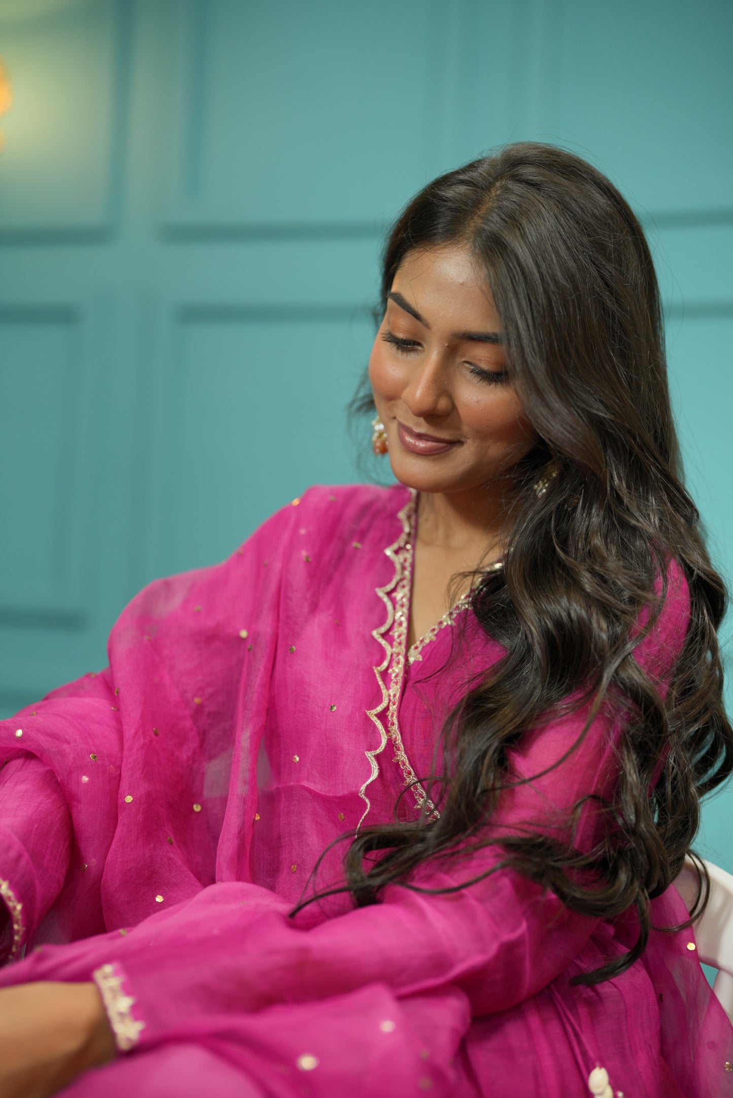 Asmit Sehra in Hot Pink Angrakha