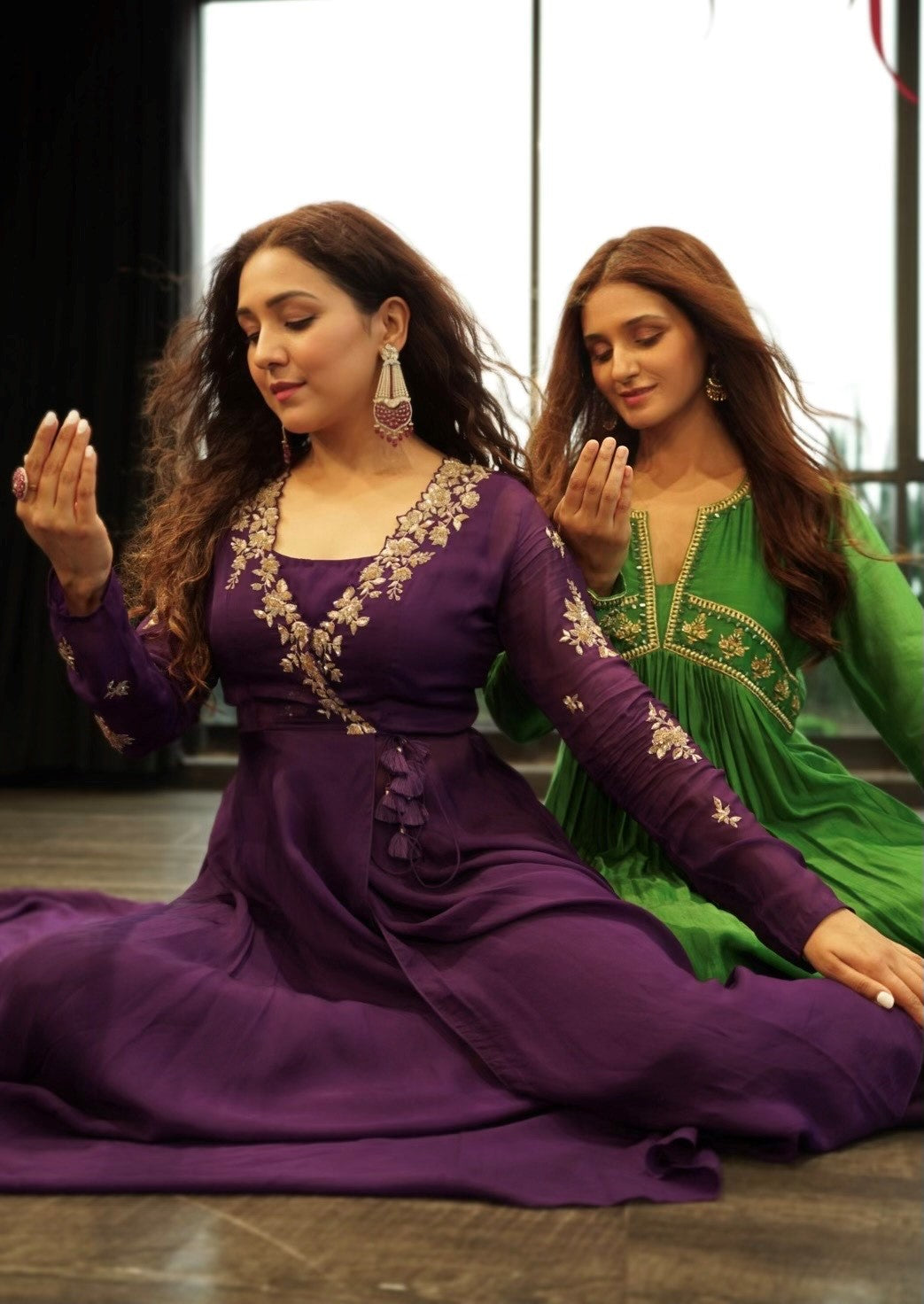 Shakti Mohan in Parrot Green Anarkali