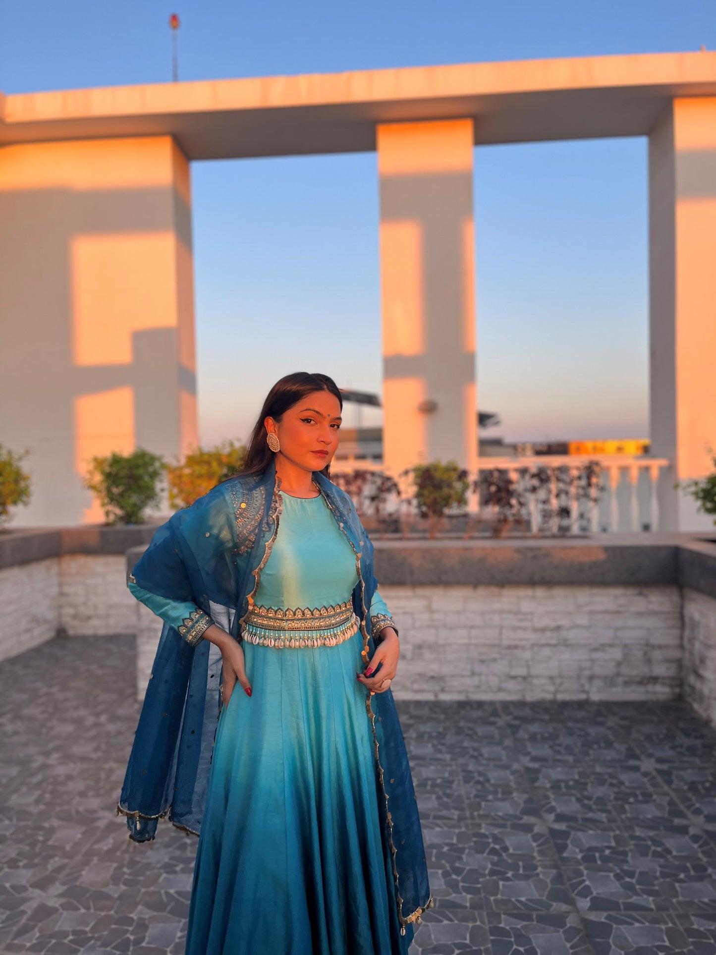 Ombre Blue Anarkali