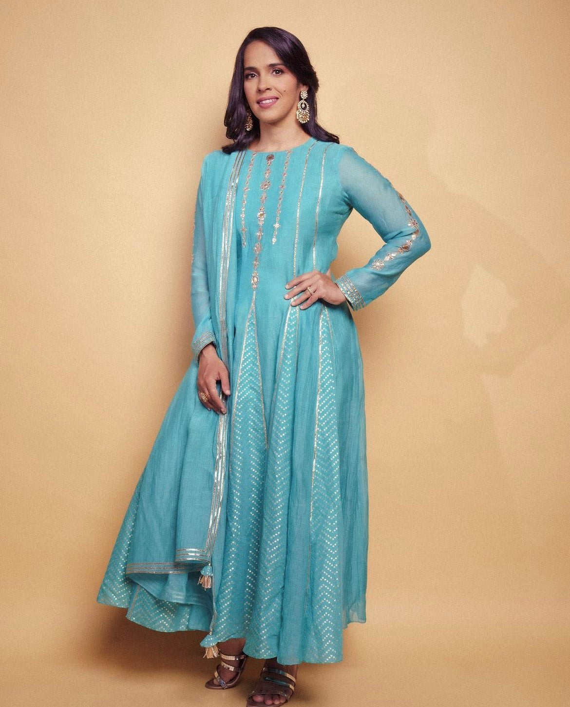 Saina Nehwal in Light Blue Anarkali