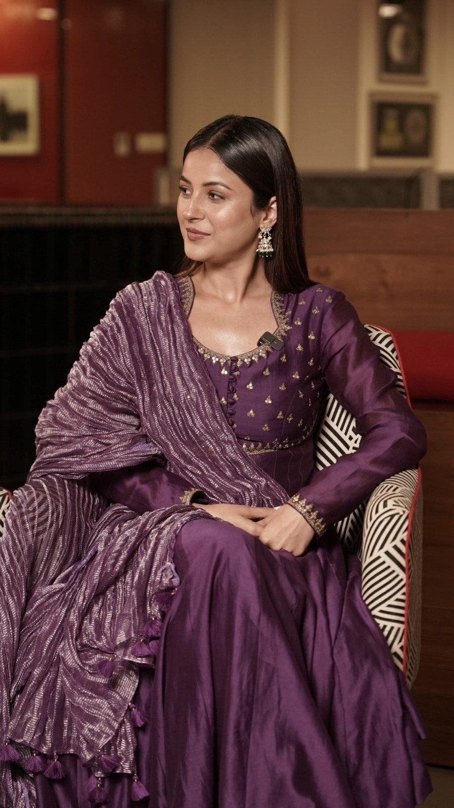 Shehnaaz Kaur Gill in Purple Anarkali