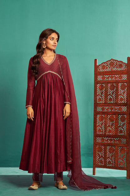 Maroon Anarkali