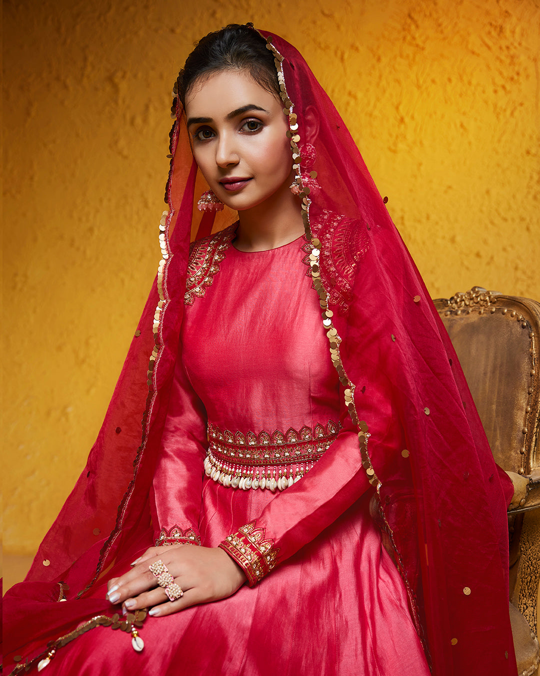 Ombre Red Anarkali