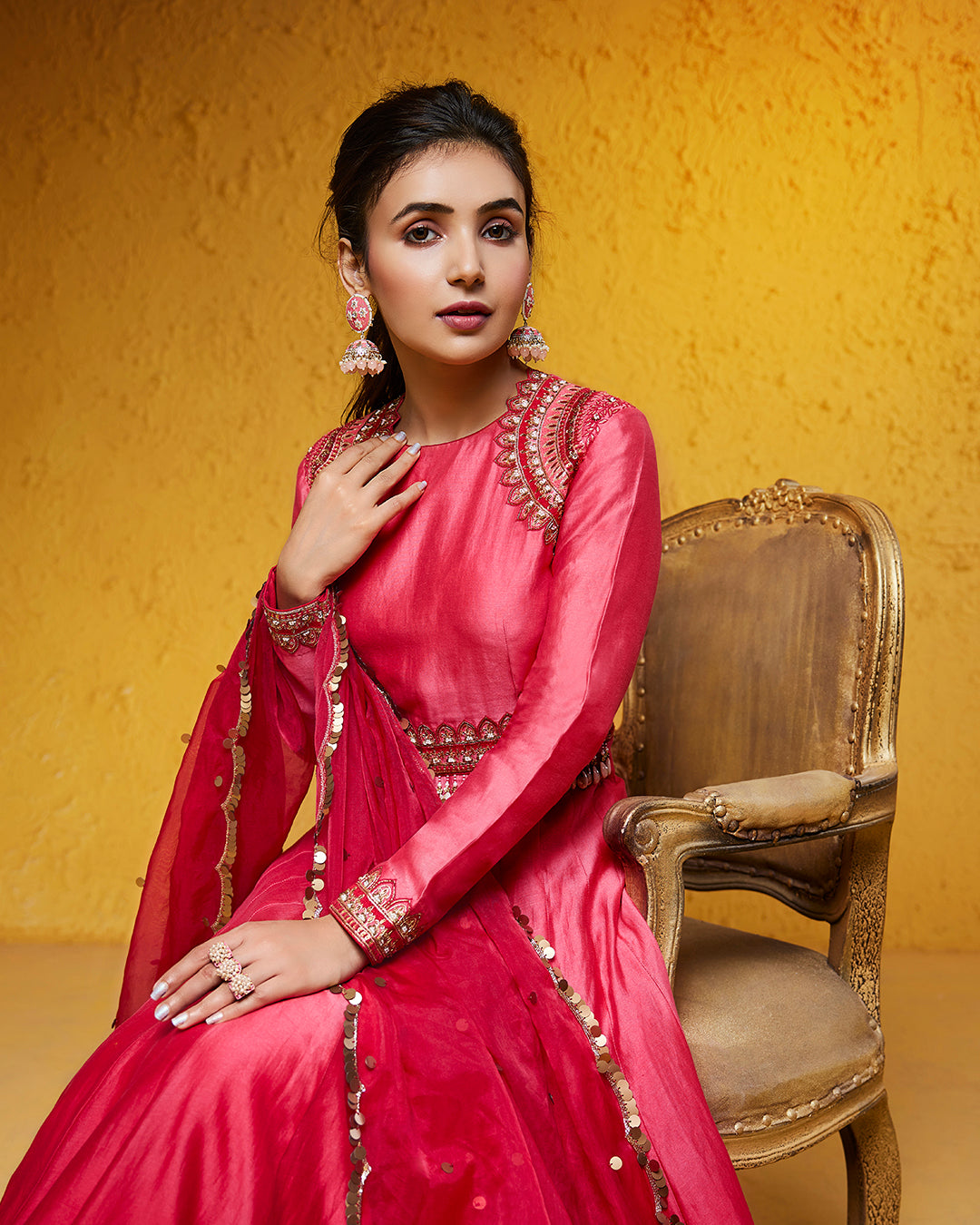 Ombre Red Anarkali