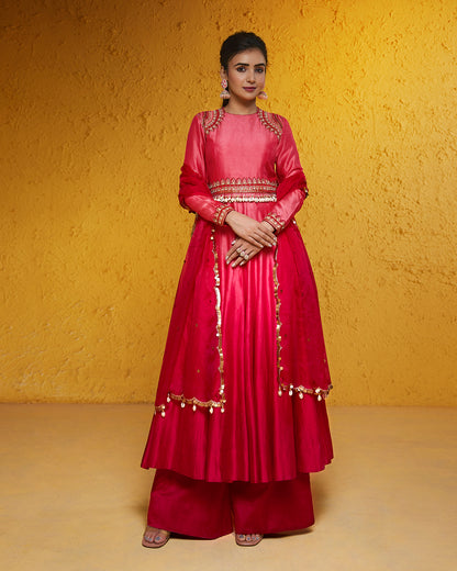 Ombre Red Anarkali