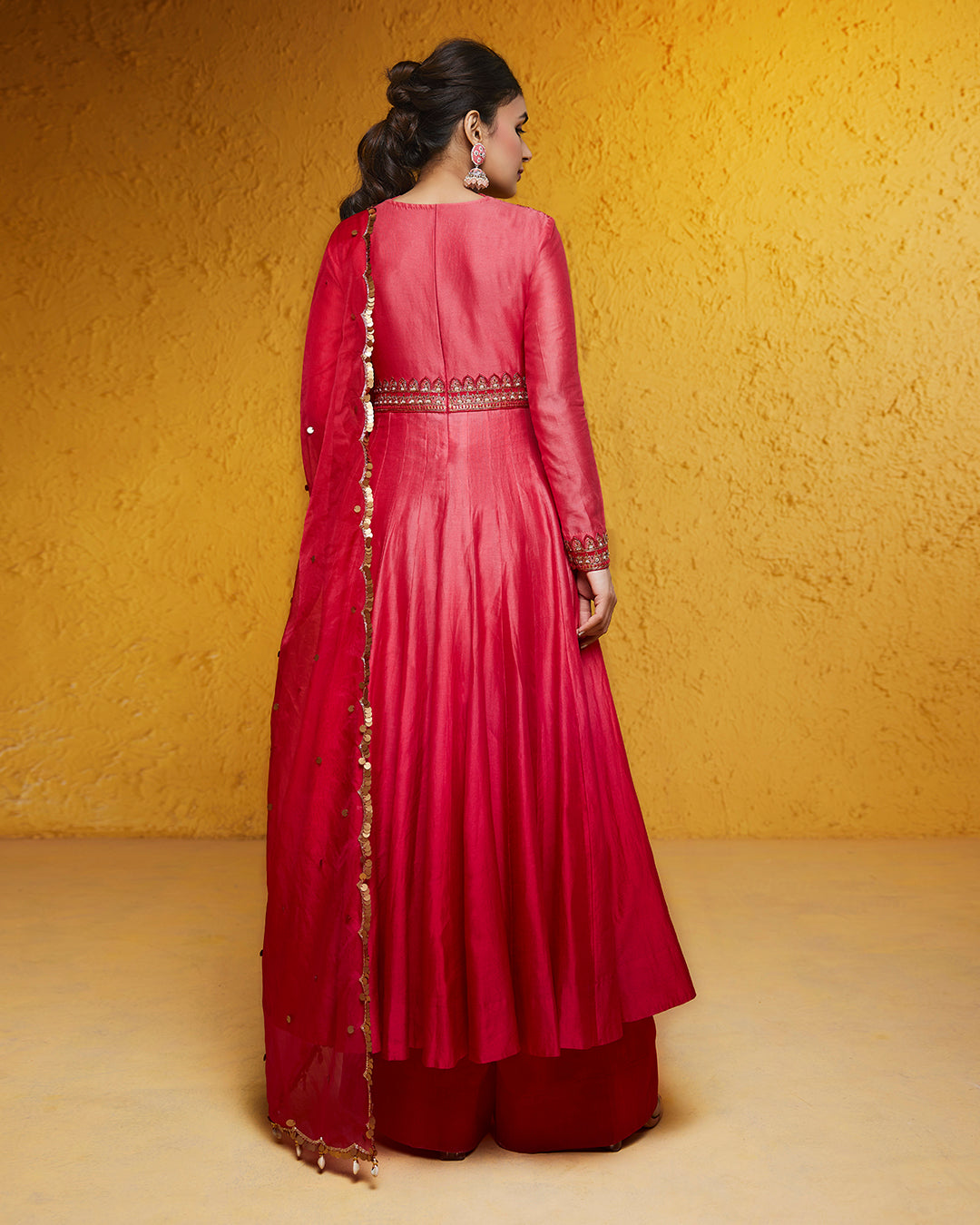 Ombre Red Anarkali