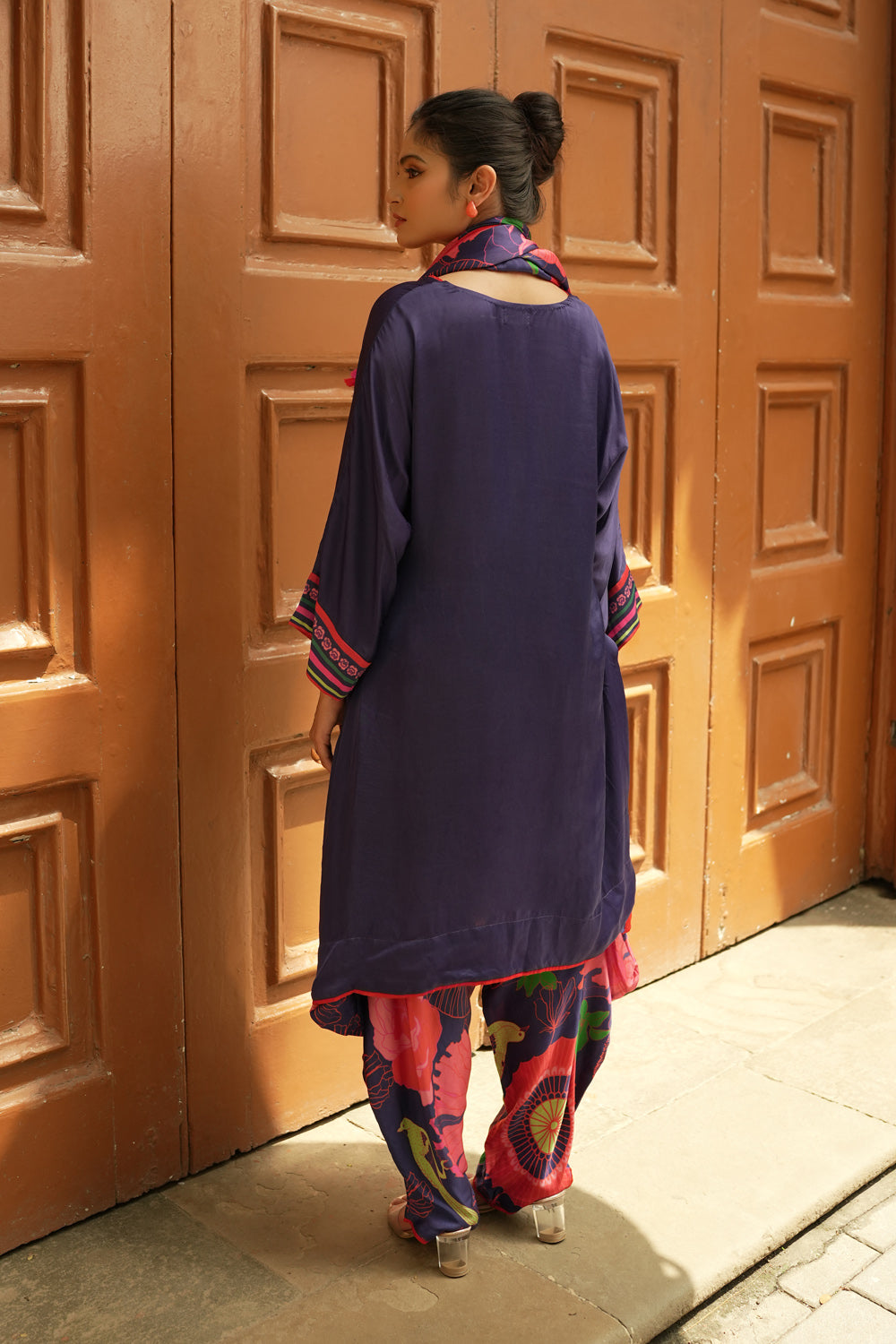 Indigo tunic with trousers and scarf
