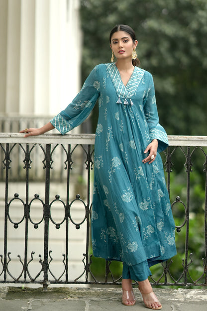 Blue Anarkali (Set of 2)