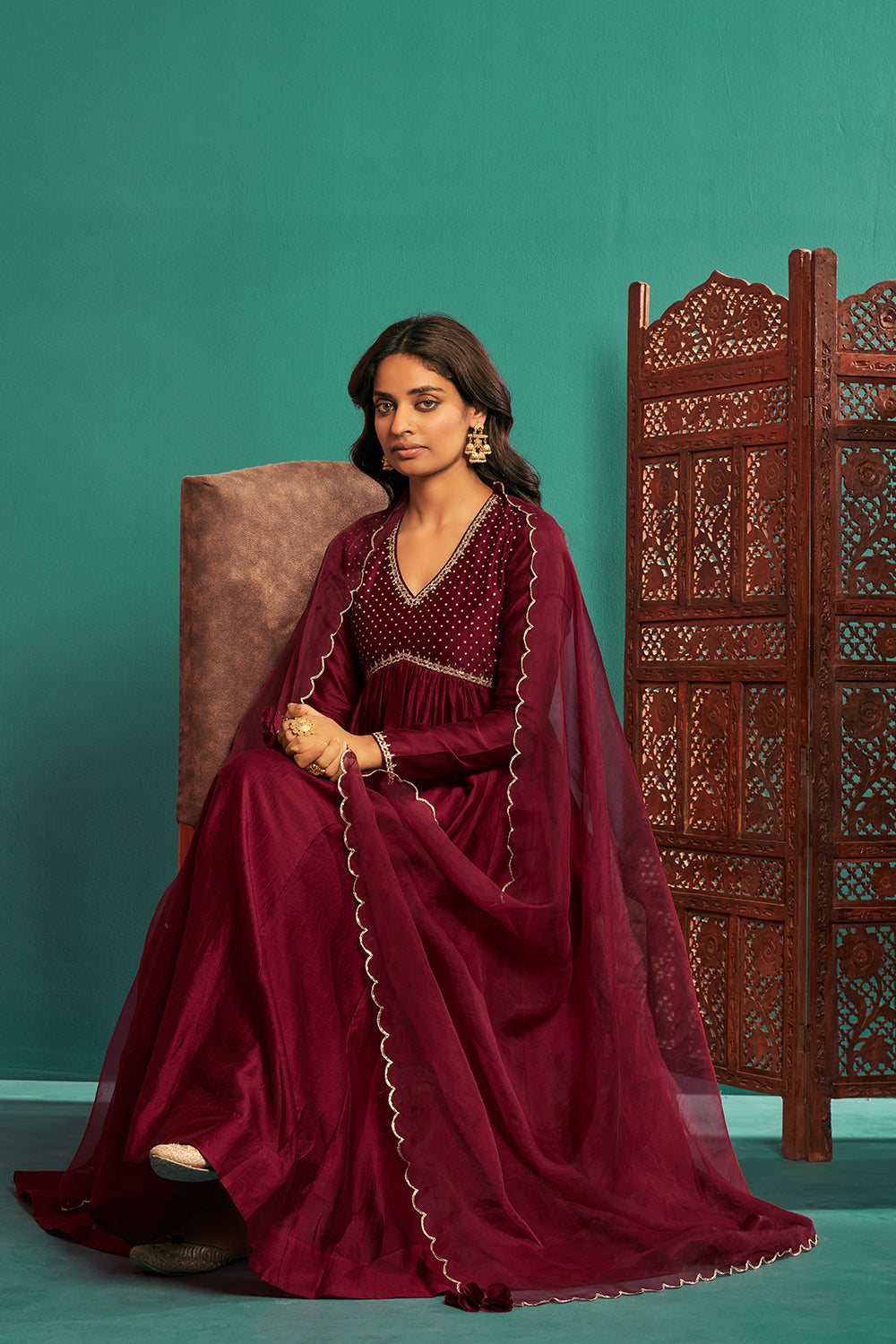 Maroon Anarkali