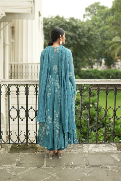 Blue Anarkali (Set of 3)