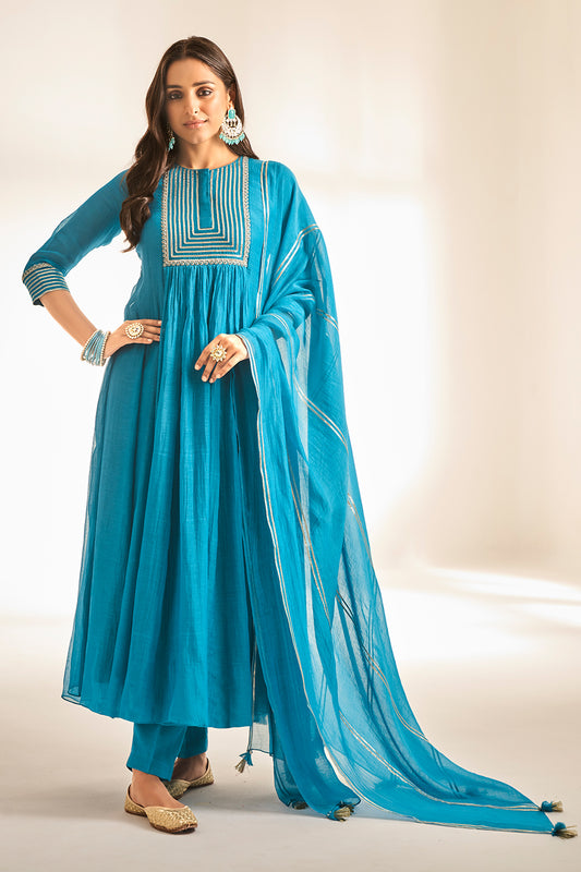 Olympic blue Anarkali