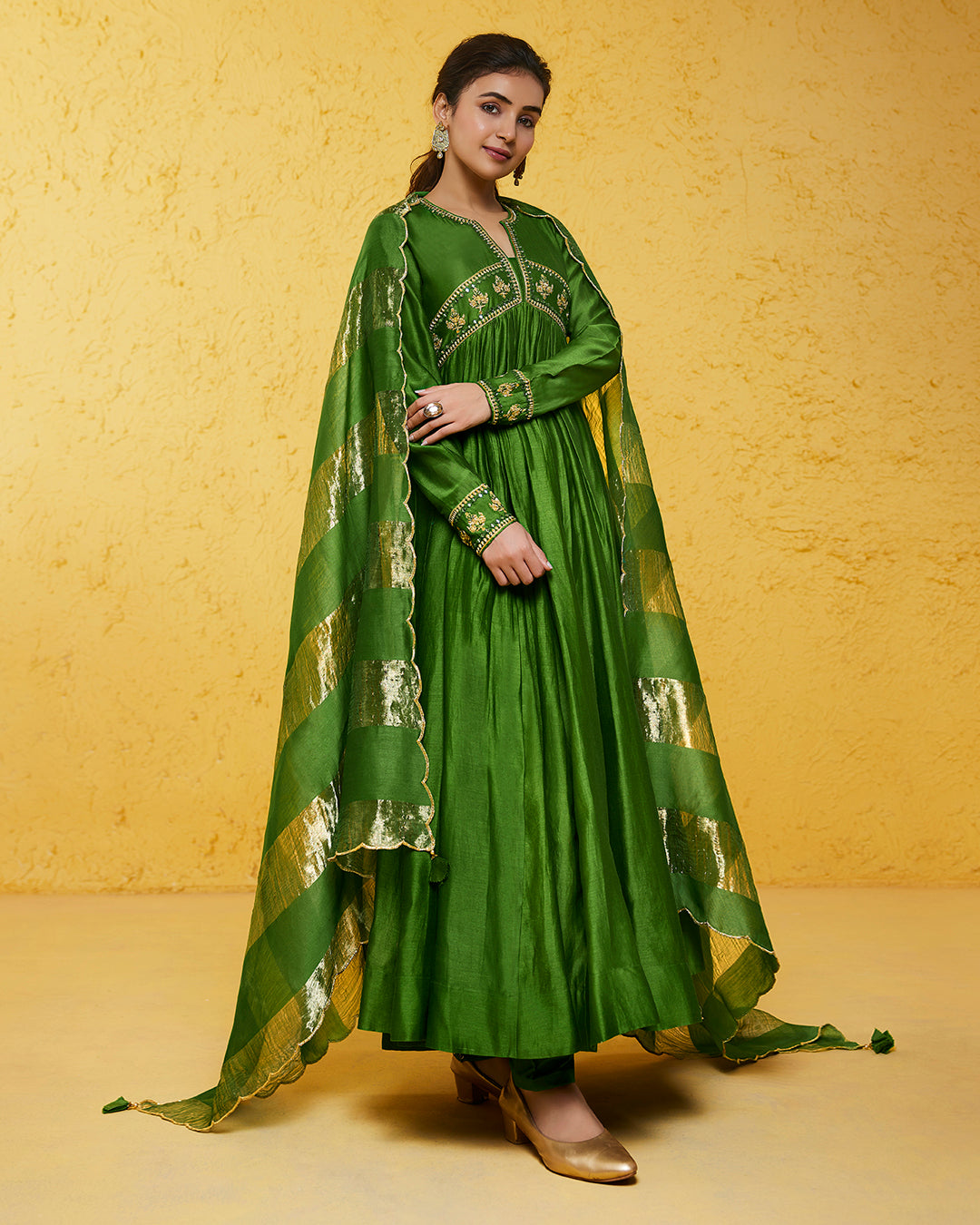 Parrot Green Anarkali