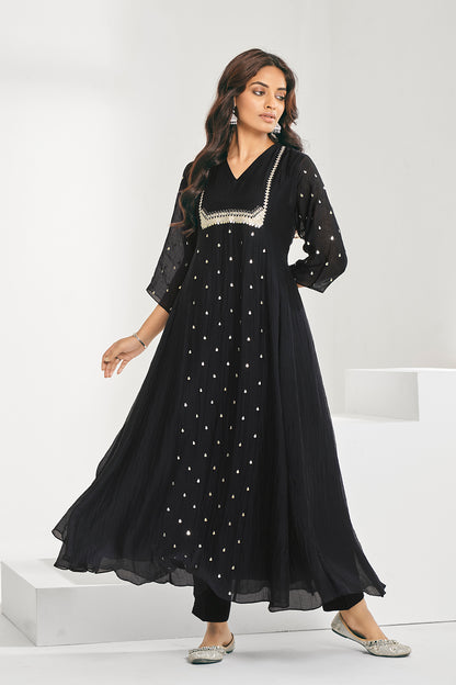 Midnight Black Abha Kurta