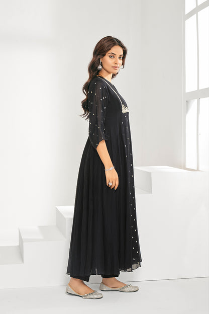 Midnight Black Abha Kurta