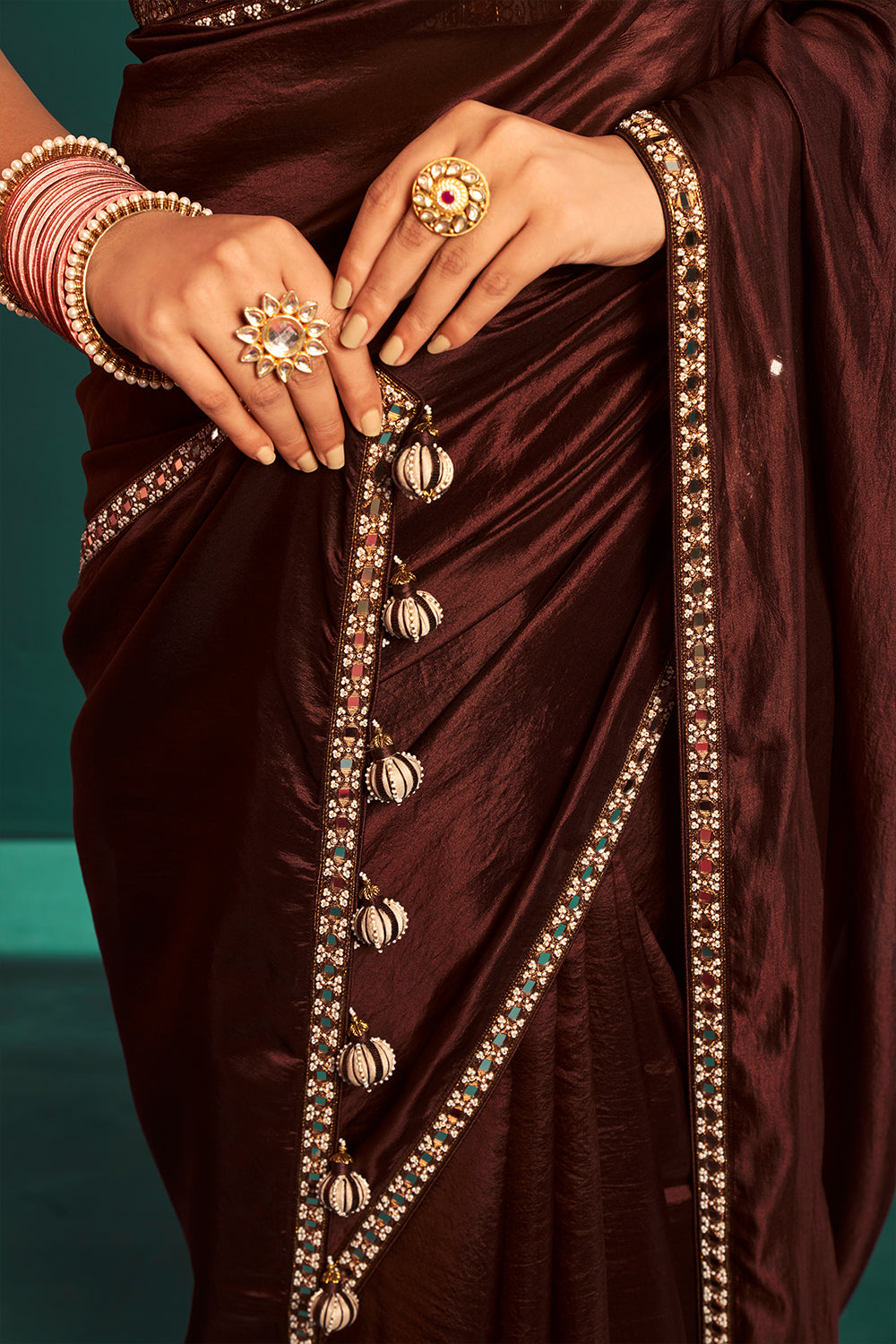 Coffee Brown Saree and Blouse