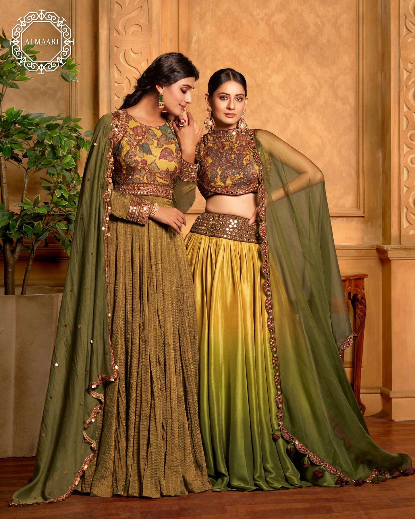 Shaded Kalamkari Green Lehenga Choli