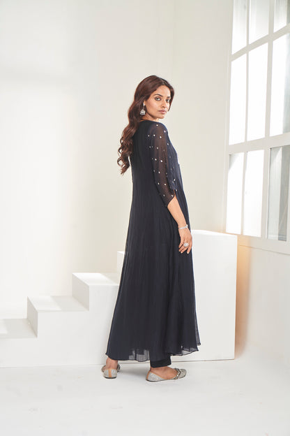 Midnight Black Abha Kurta