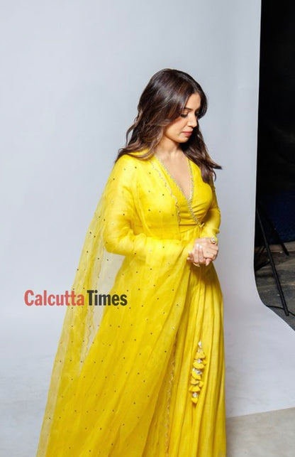 Bhumi Pednekar in Bright Yellow Angrakha