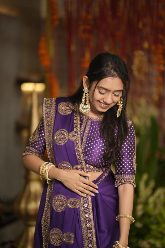 Purple Saree Set