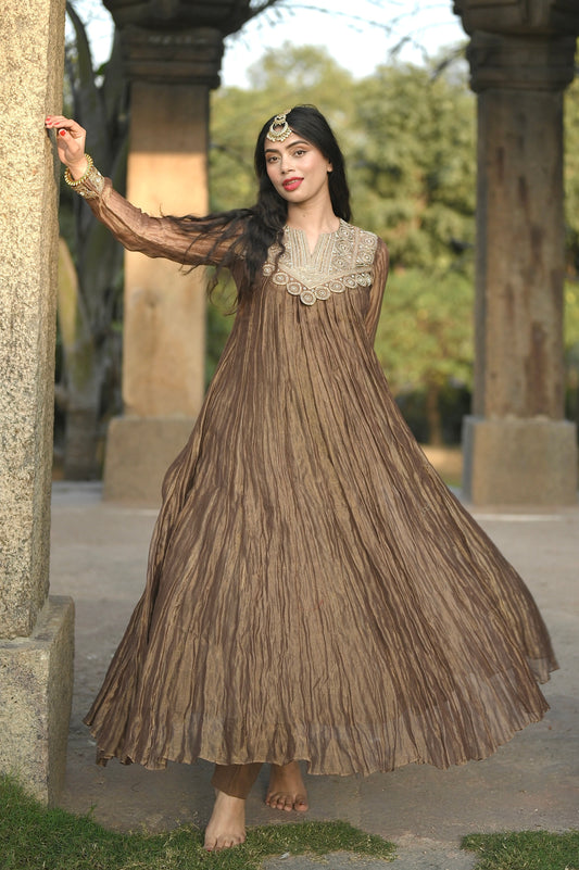 Crushed Brown Anarkali