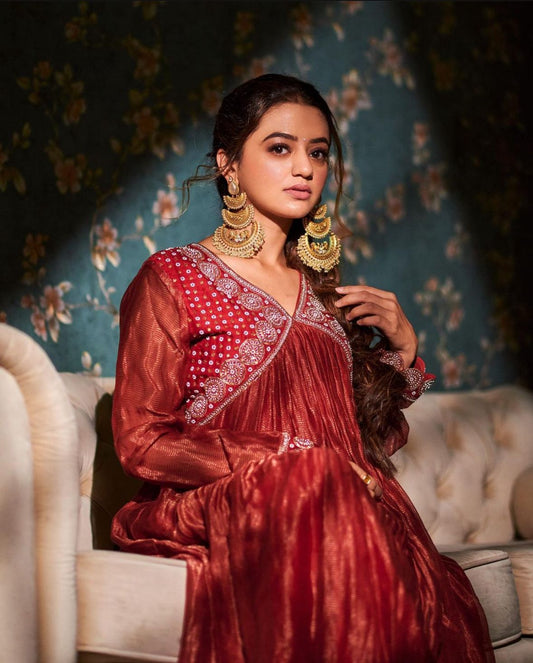 Helly Shah in Red Anarkali